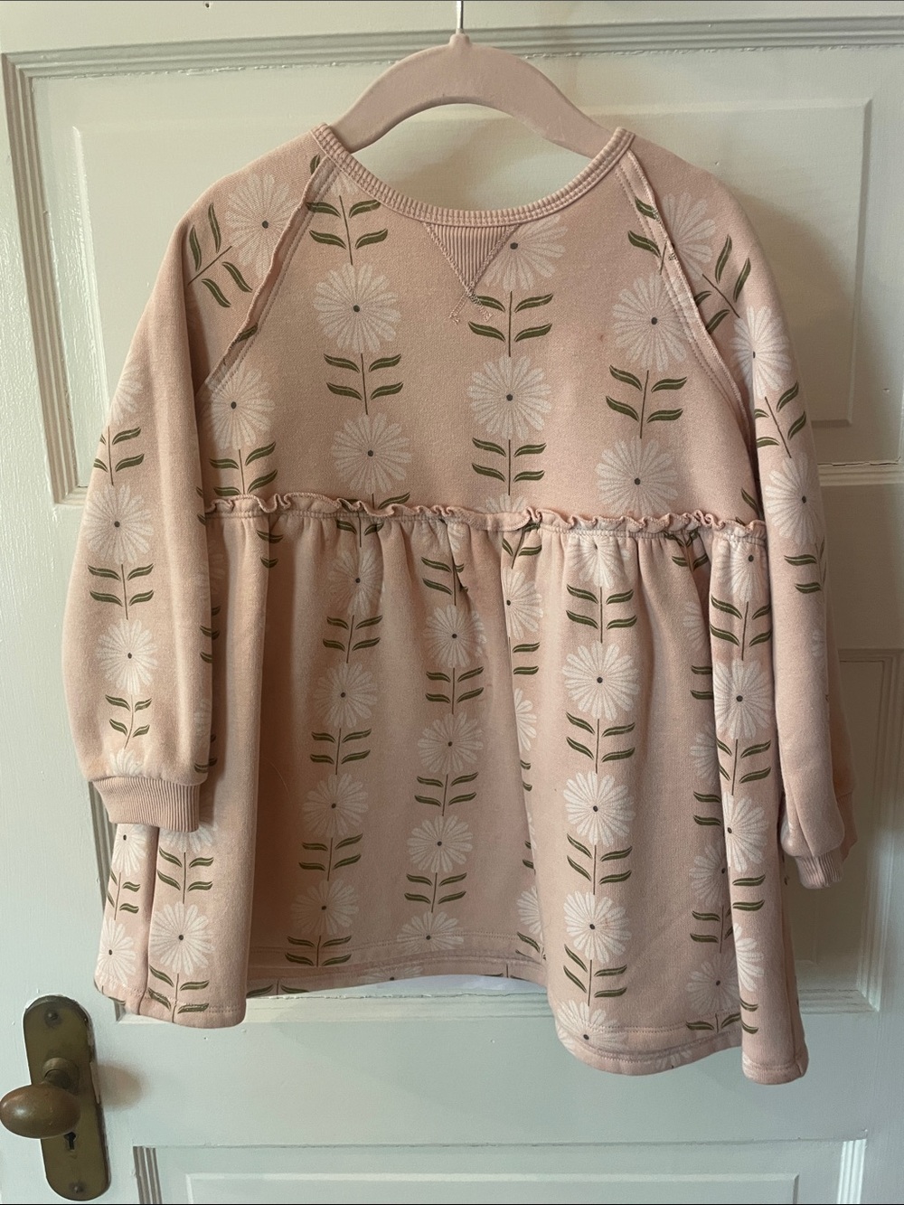 Girls' Pink Floral Long Sleeve Dress